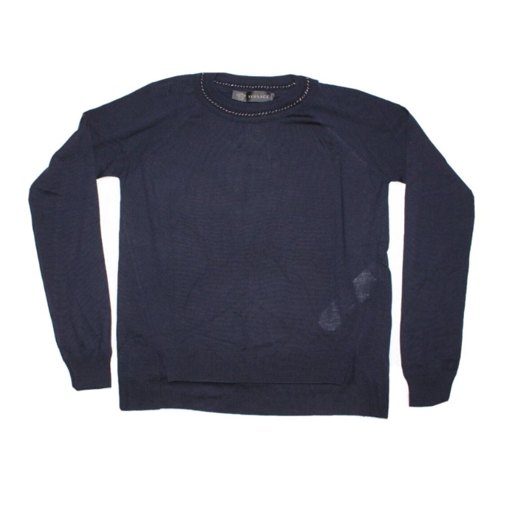 Authentic NWT Versace Women's Sweater Wool Navy Size Italy 40 $925 Retail